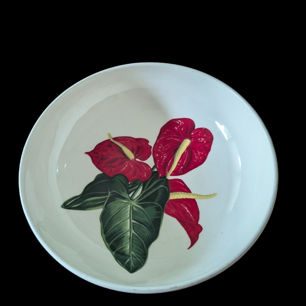 SANTA ANITA Red Anthurium Flower of Hawaii Fruit Bowl